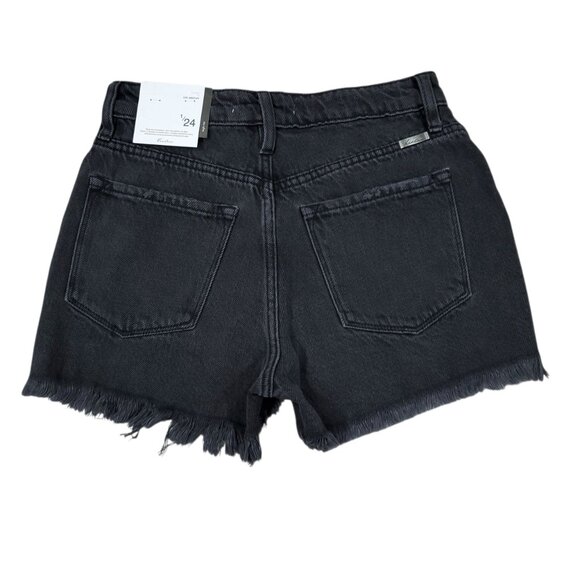 KanCan Ultra High Rise Mom Shorts Jean Denim Cutoff Distressed Black Size 1 24 - Picture 2 of 7